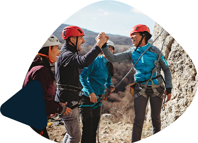 Climbing team celebrating